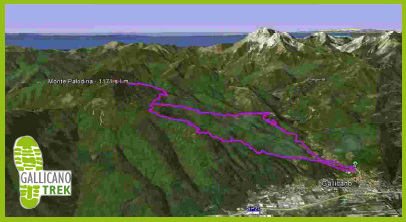 Mappa 3D dei percorsi trekking intorno a Gallicano con tracciato in magenta
